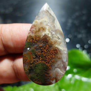 multicolor plume moss agate size 23x42x6 mm, gift for girlsfriend,  wire wrapped , crystal necklace
