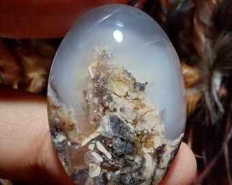 Agatized petrified wood cabochon size 22x32x8 mm , unique gift for women