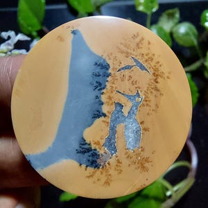 Maligano Bilder Jaspis Cabochon: Malerische Landschaft Stone (36x36x5.6 mm)