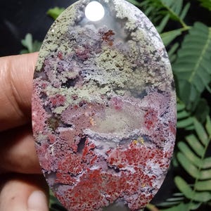 Big size Multicolor moss agate cabochon size 30x48x6 mm , jewelry pendant , necklace pendant