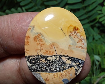 Maligano Jasper Cabochon 20x25x5 mm – Earth Tone Picture Jasper Gem, Perfect for Boho Jewelry Making