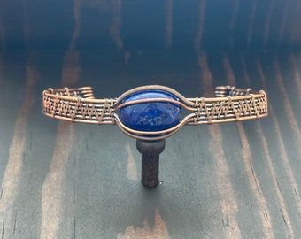 Lapis Lazuli Wire Wrapped Bracelet // Adjustable // Handmade Copper Wire Wrapped Jewelry