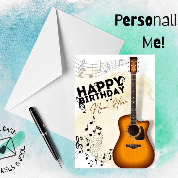 Personalised MUSICAL INSTRUMENTS Birthday Card, Guitar Birthday, Violin Birthday, Piano Birthday, Musician Birthday Card, Size A5
