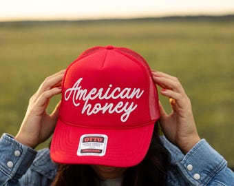 American Honey Trucker Hat, 4th of July, Summer Hat, Labor Day, Memorial Day, USA Gift