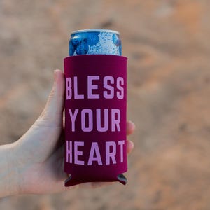 Bless your Heart Can Cooler, Lake Days, Neon Color, Fun Koozie, Beer Can Cooler, Coastal Cowgirl, Bachelorette Party Favor, Cowgirl Theme