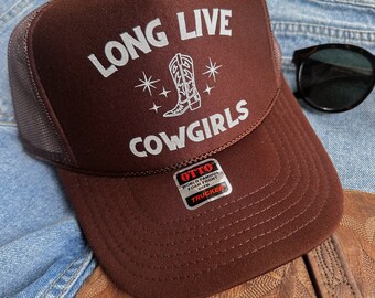 Long Live Cowgirls Trucker Hat, Cowgirl Hat, Coastal Cowgirl, Brown Trucker Hat, Western Hat, Cowboy Hat