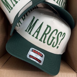 Margs Hat, Women&#39;s Hat, Margs and Matrimony, Nashville Style Hat, Embroidered trucker hat, Coastal Cowgirl, Girls Trip, Bachelorette Favors