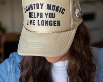 La musique country vous aide à vivre plus longtemps Casquette trucker, Chapeau femme, Casquette snapback, Casquette trucker cowboy, Chapeau style Nashville, Concert country
