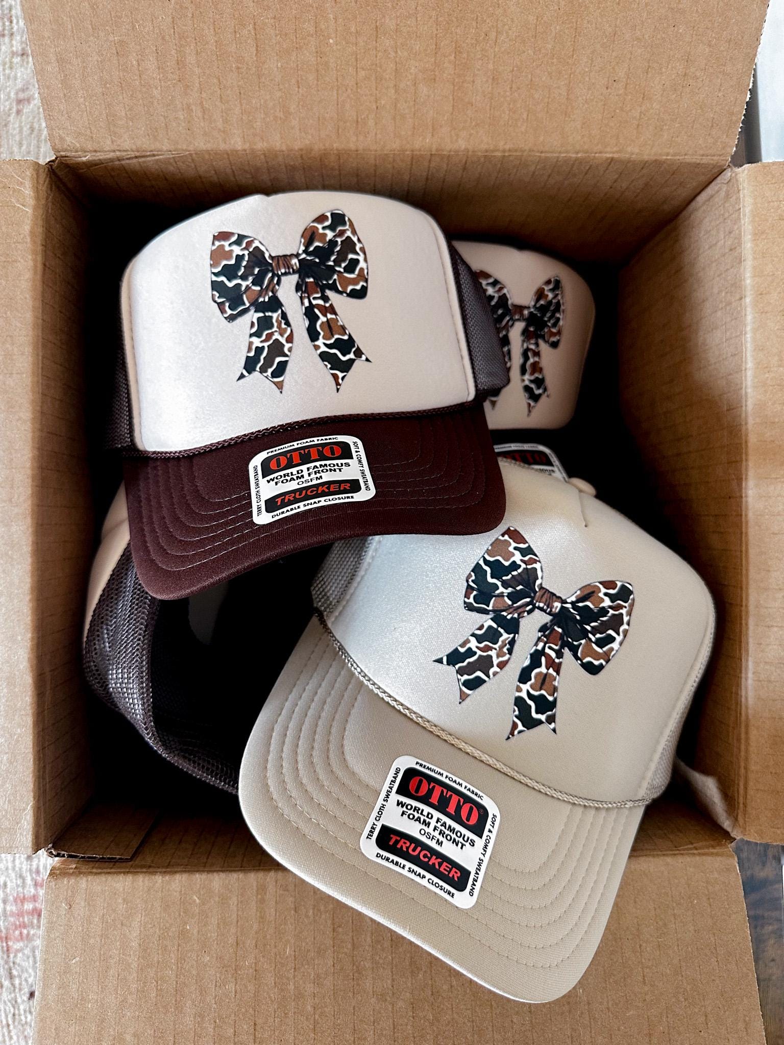 OTTO Brown and Cream Trucker Hat with Red Accent Otto Trucker Hat Brown and Tan - Etsy main image 4