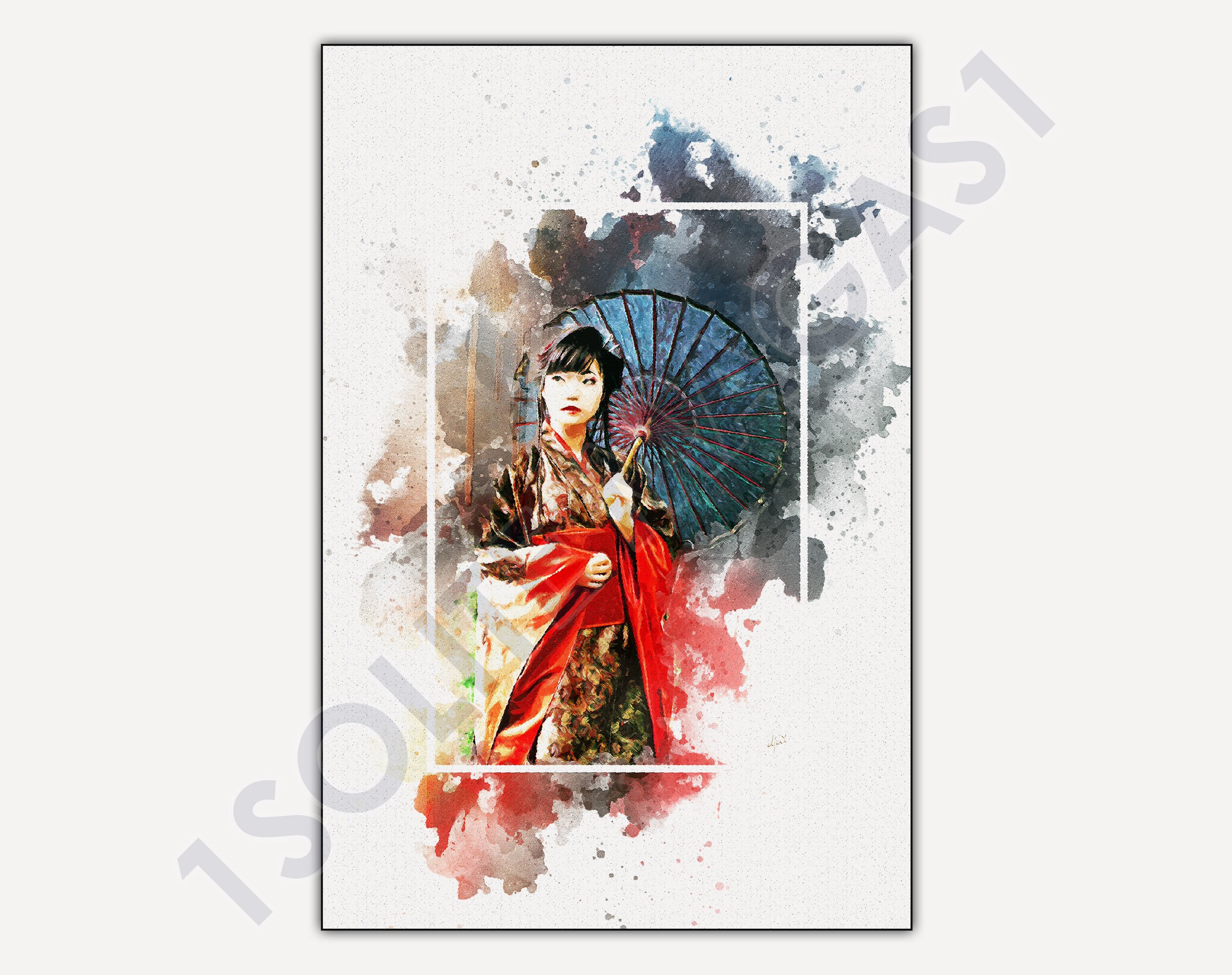 Femme Au Kimono - Japon Tenue Folklore Costume Poster Art Mural Decoration, Tableau Imprimé sur Papi