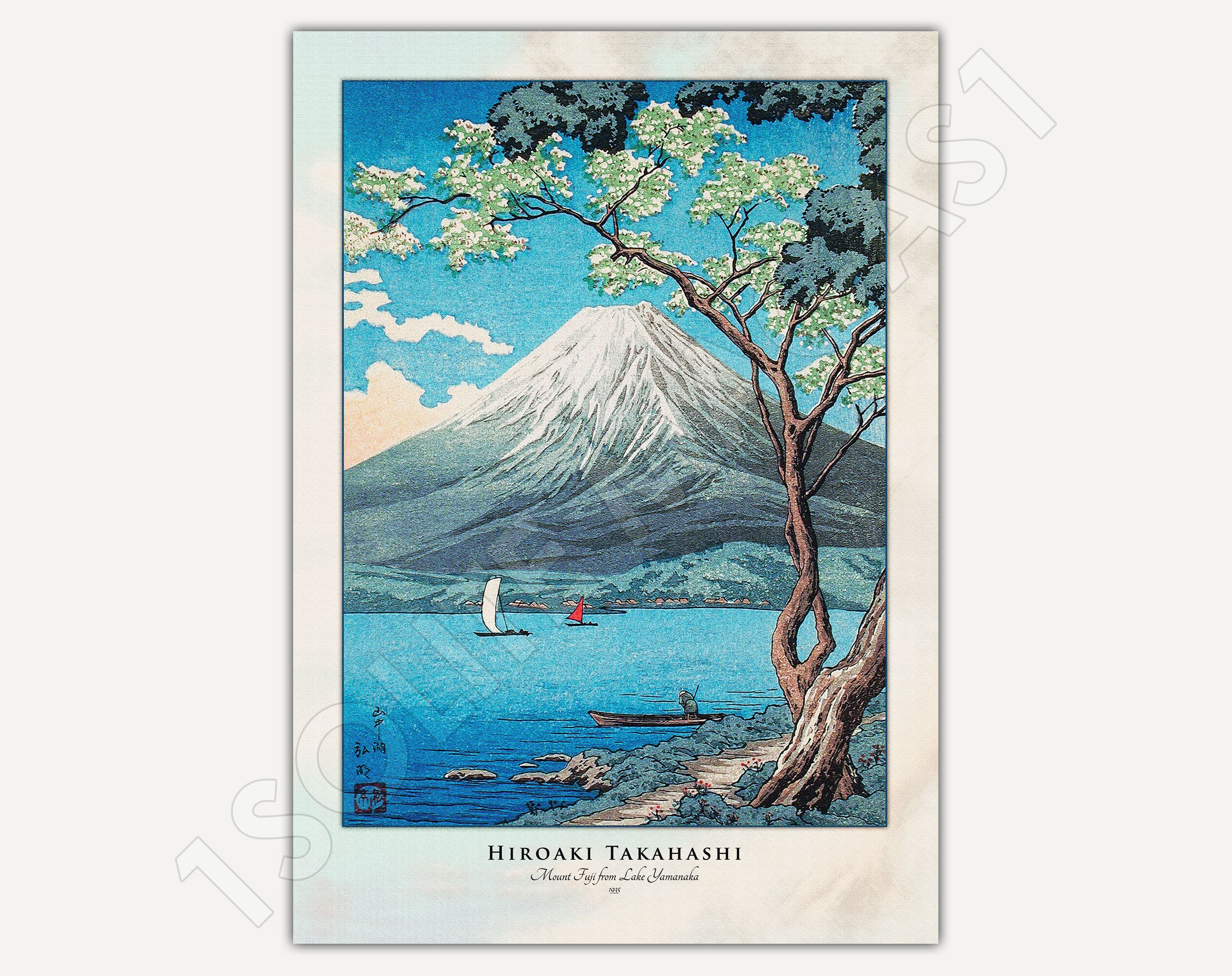 1935 Takahashi Hiroaki | Shotei - Le Mont Fuji Depuis Le Lac Yamanaka Poster Art Mural, Imprimé sur 