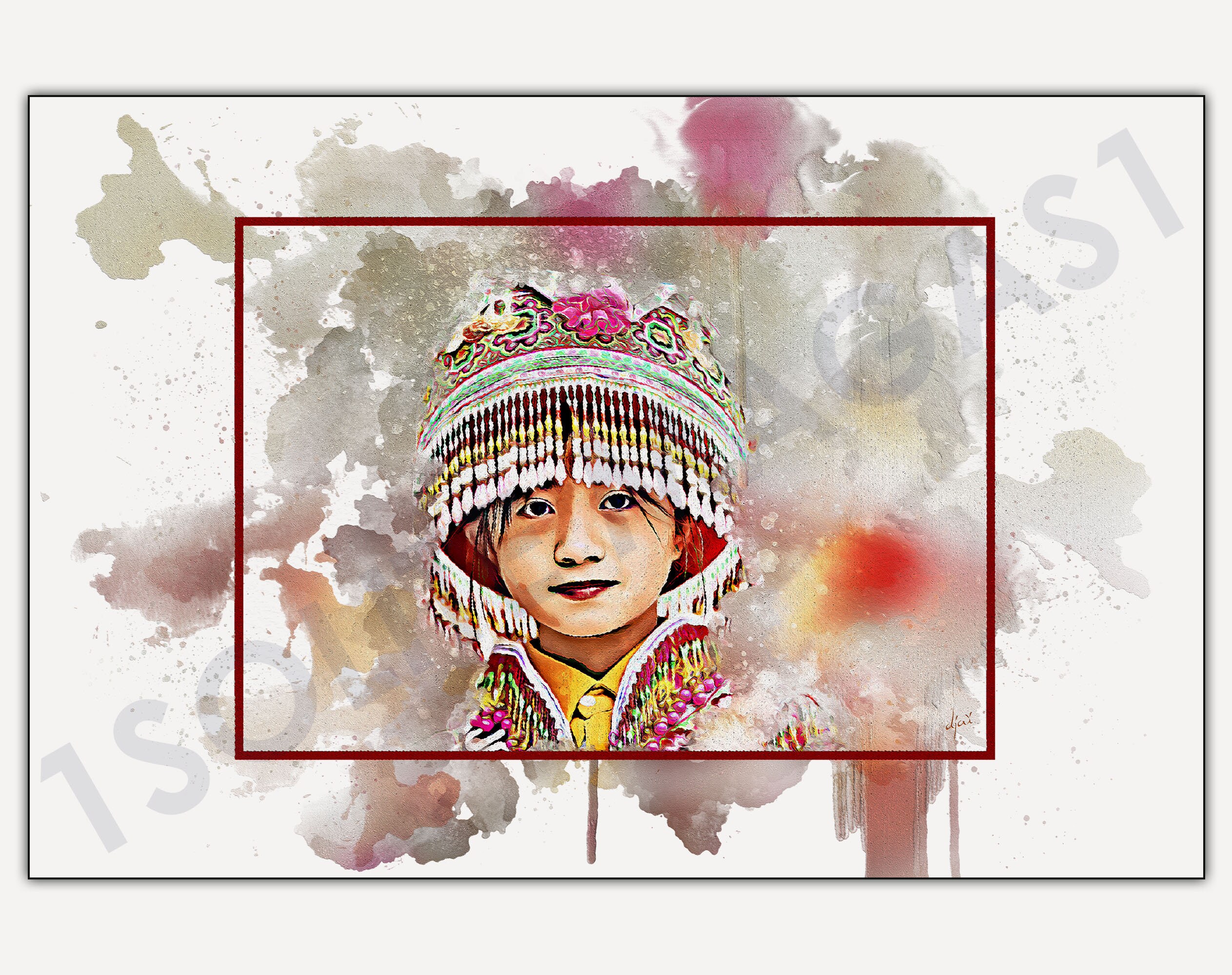 Femme de Ha Giang - Vietnam Tenue Folklore Costume Poster Art Mural Decoration, Tableau Imprimé sur