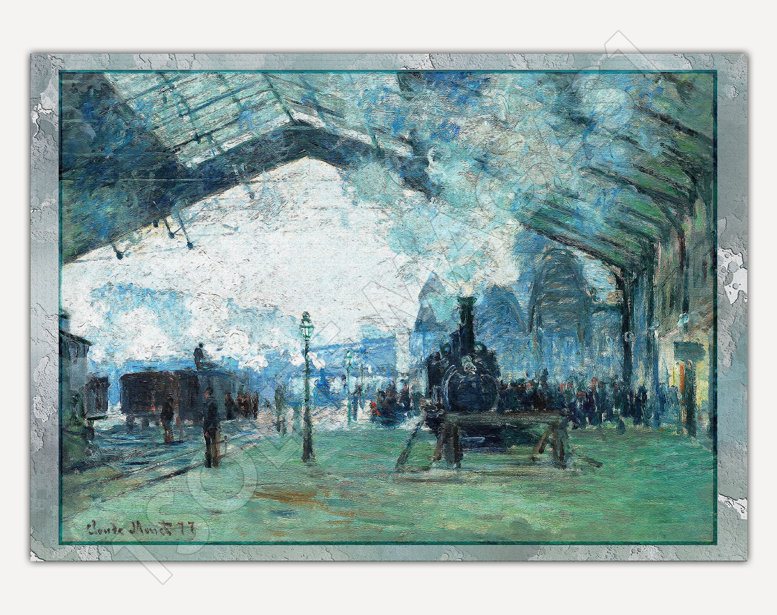 1877 Claude Monet - Gare Saint-Lazare, Arrivée Du Train de Normandie Art Mural, Tableau Imprimé sur 
