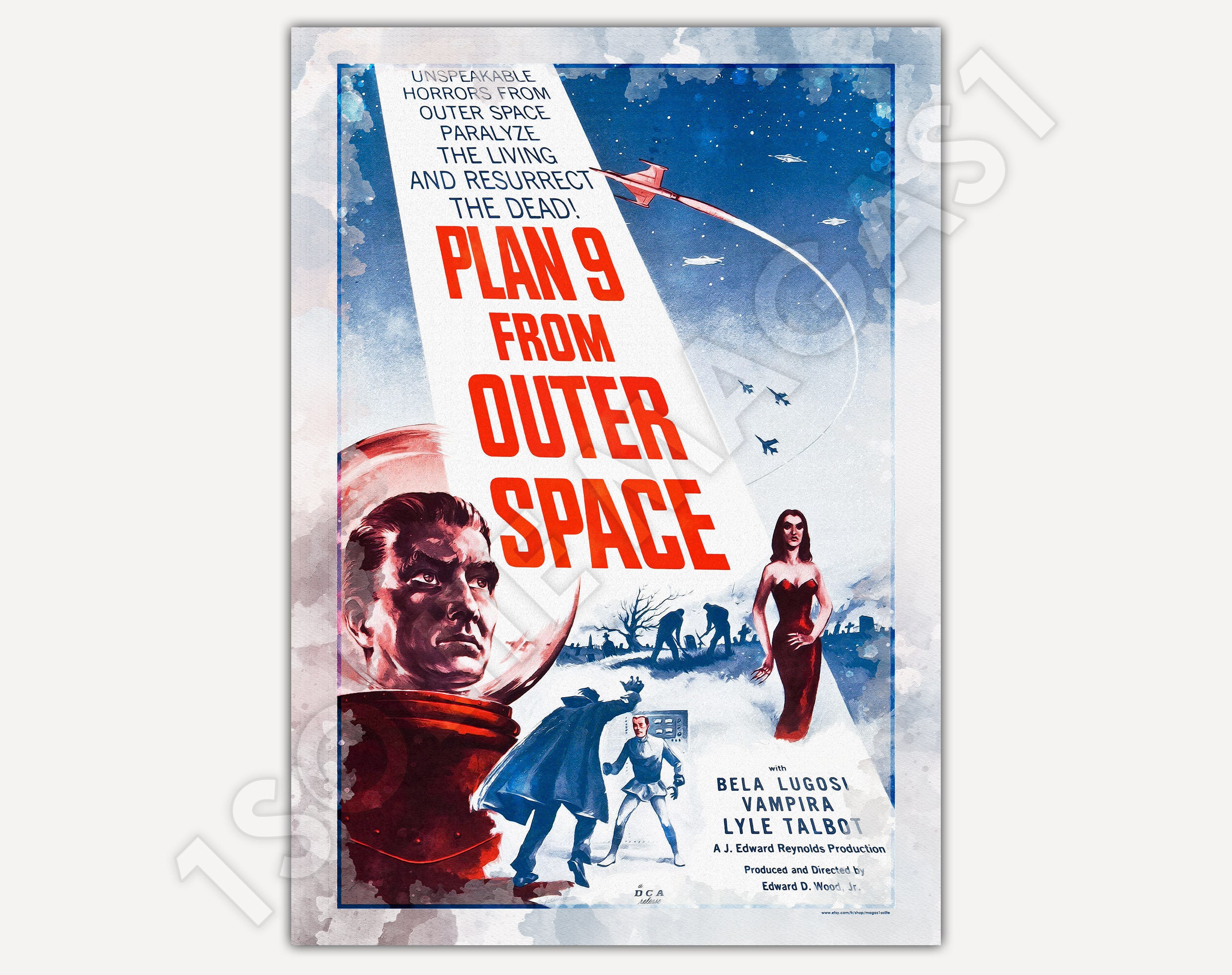 1959 - Affiche Du Film Plan 9 From Outer Space de Ed Wood Art Mural Decoration, Poster Imprimé sur P