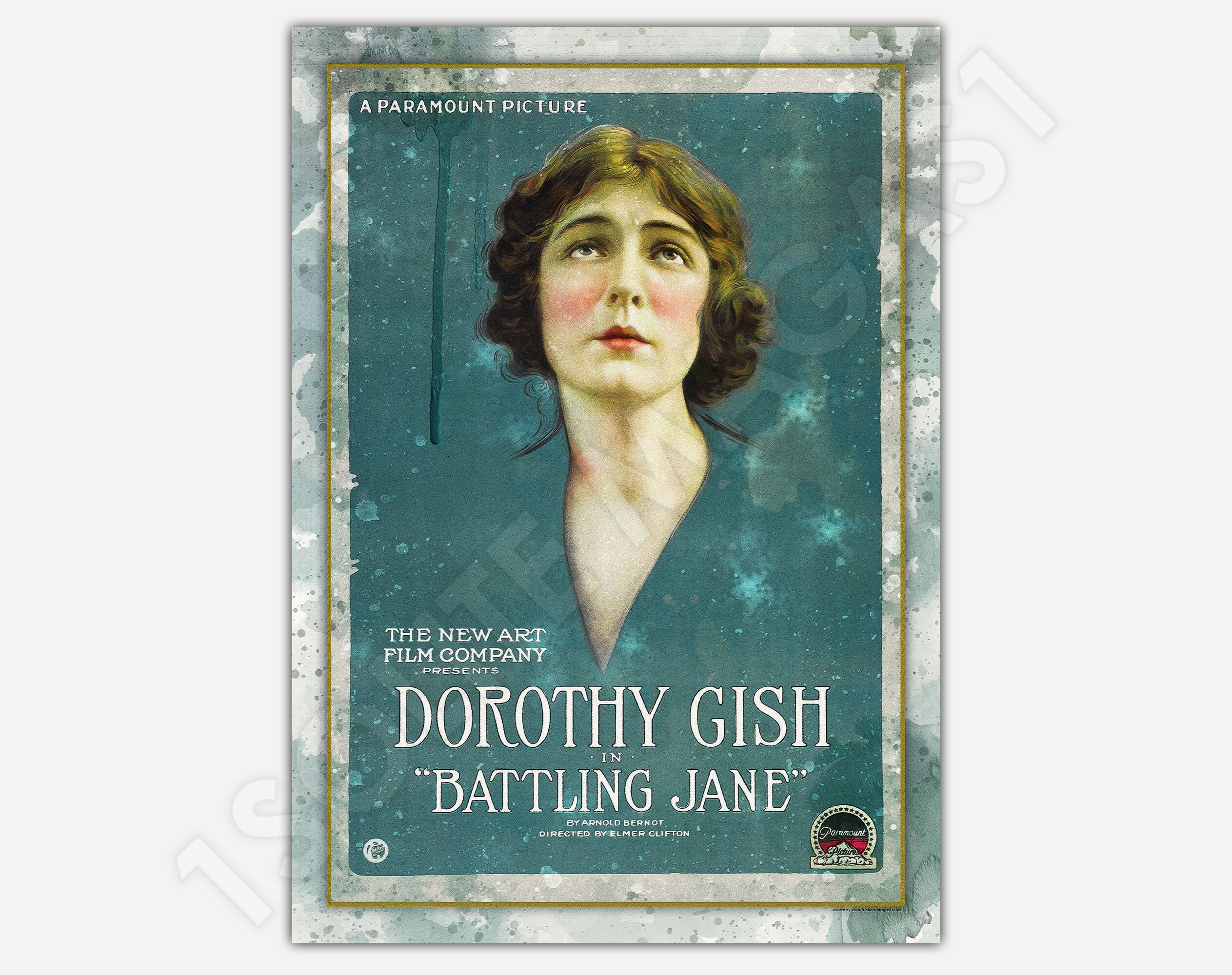 1918 - Affiche Du Film Battling Jane de Elmer Clifton Art Mural Decoration, Poster Imprimé sur Papie