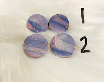 Nova: 20mm Polymer Clay Galaxy Swirl Speckled Goldleaf Stud Earrings