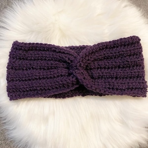 Deep Purple Crochet Headband and Earwarmer 97% Acrylic