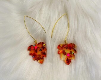 Murphy: Acrylic and Metallic Leaf Glitter V Hook Dangles