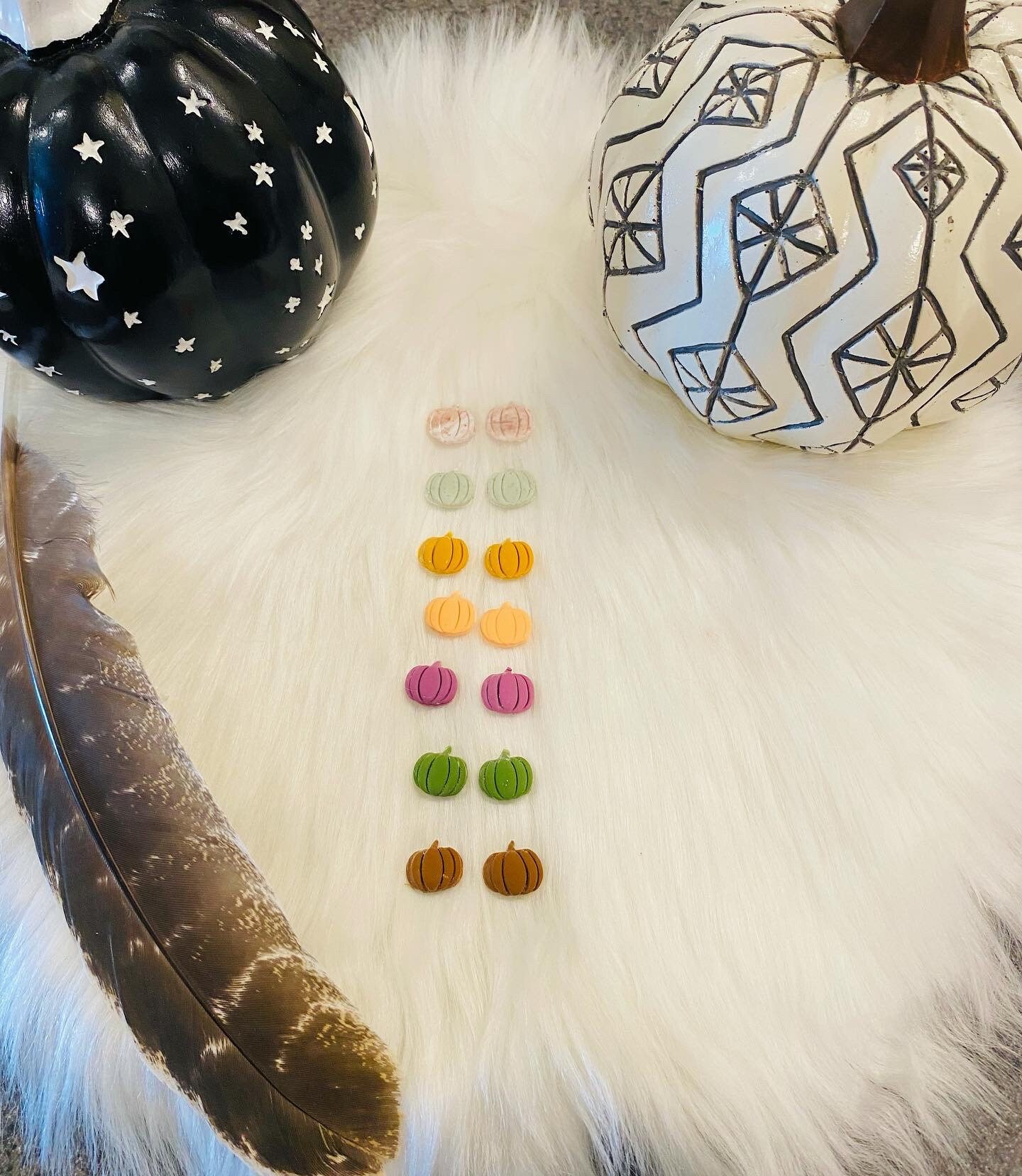 Merle: 12mm Polymer Clay Pumpkin Stud Earrings