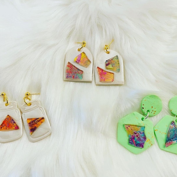 Brielle: Glass Tile Mosaic Series Polymer Clay Dangles