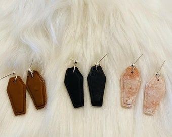 Morticia : Coffin Polymer Clay Dangle (Marbling may vary)