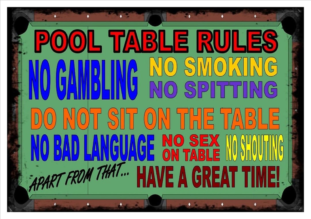 POOL Table Rules Retro Look Metal SIGN MOTORSPORT Sign Gift Etsy