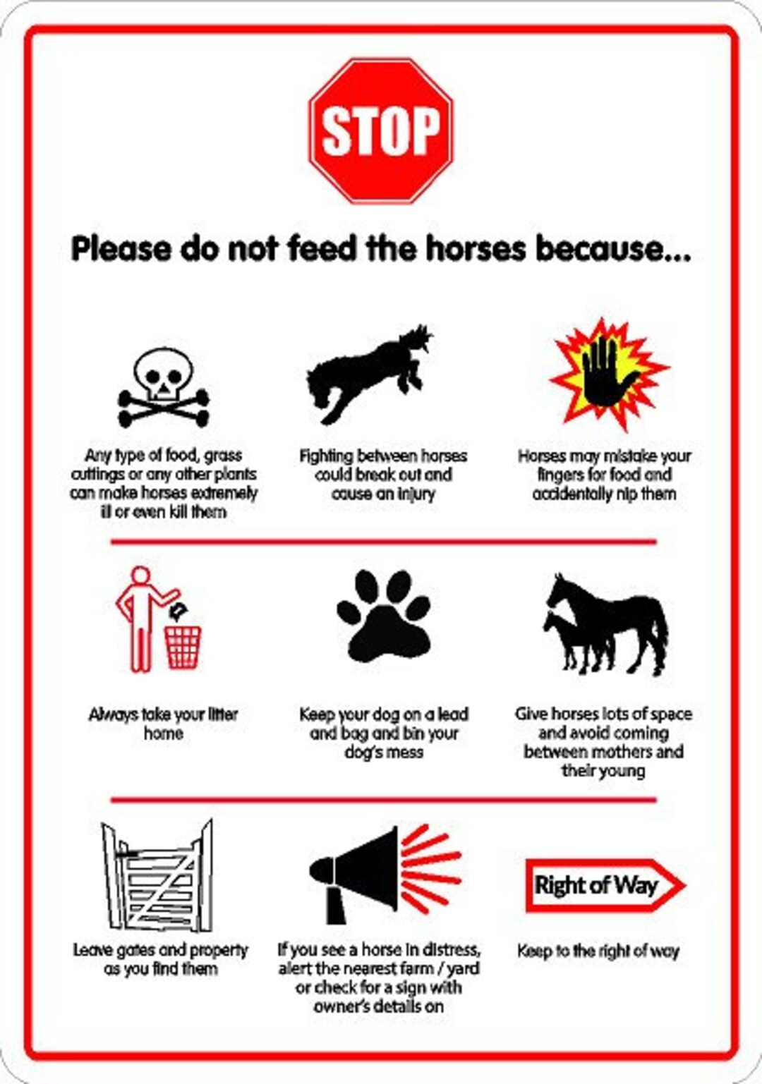 Stop Do Not Feed the Horses PRINTED SIGN A4 A5 A3 - Etsy UK