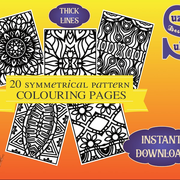 Thick Lines Coloring Etsy