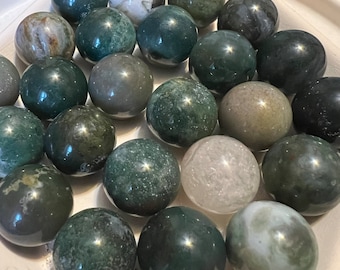 Moss Agate Mini Sphere. Natural Crystals.