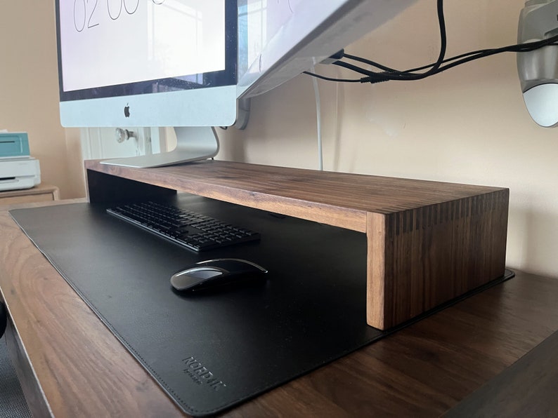 Walnut Monitor Stand Dual Monitor Riser Wooden Desk Shelf - Etsy Canada