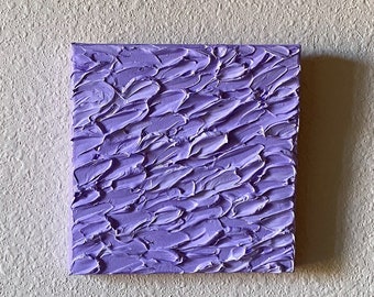 Textured Abstract Art, Acrylic Painting, Lavender, 8"x8"