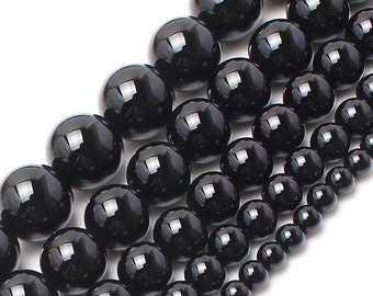 AAA Natural Black Onyx Round beads 4MM 6MM 8MM 10MM 12MM High Quality Black Onyx Round Smooth Beads 15.5" Full Strand