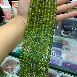 AAA Peridot Round beads 4MM 6MM 8MM  High Quality Peridot Round Smooth Beads 15.5&quot; Full Strand