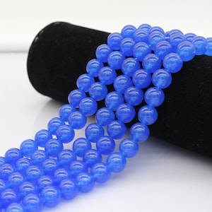 AAA Natural Blue Jade Round beads 6MM 8MM 10MM High Quality Blue Jade Round Smooth Beads 15.5&quot; Full Strand