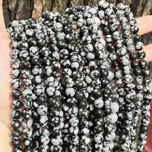 AAA Natural Snowflake Round beads 6MM 8MM 10MM  High Quality  Round Smooth Beads 15.5&quot; Full Strand