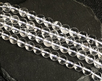 AAA Natural Smooth Clear Quartz Gemstone 4MM 6MM 8MM 10MM 12MM High Quality Quartz Round Smooth Beads 15.5" Full Strand