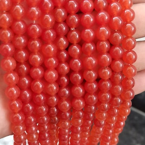 AAA Natural Orange Jade Round beads 6MM 8MM 10MM High Quality Orange Jade Round Smooth Beads 15.5&quot; Full Strand