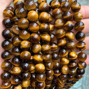 AAA Natural Yellow Tiger Eye Stone beads 4MM 6MM 8MM 10MM 12MM High Quality Yellow Tiger Eye Stone Round Smooth Beads 15.5&quot; Full Strand
