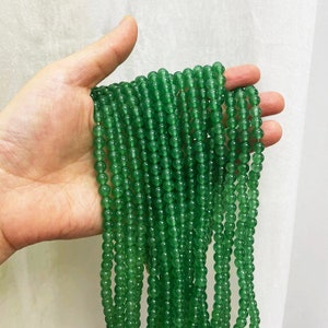 Natural Green Jade Round beads 6MM 8MM 10MM 12MM High Quality Green Jade Round Smooth Beads 15.5" Full Strand