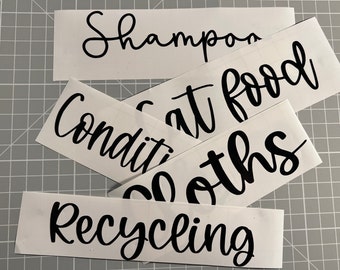 From 80p each Personalised vinyl labels - label organisation - decals for kitchen organising, toys, weddings, bathroom, bottles, businesses