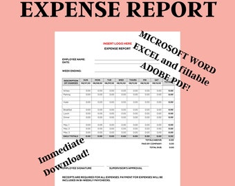 EXPENSE TRACKER REPORT portrait, employee expenses log, per diem tracker, travel expenses tracker, work trip expenses, excel, reimbursement