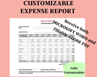 EXPENSE TRACKER REPORT landscape, form for business expenses, volunteer expenses, per diem tracker, microsoft excel, expense reimbursement