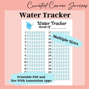 Water Drop Water Tracker | Habit Tracker | Water Tracker Printable | Water Intake Tracker | Daily Water Tracker | Water Bottle Tracker