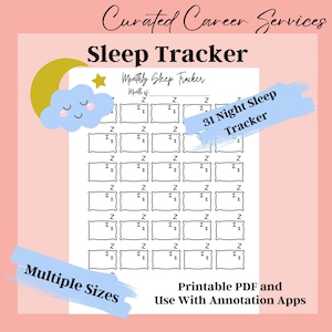 Sleep Tracker | Monthly Sleep Tracker | Sleep Log | Sleep Diary | Habit Tracker | Printable for Tracking Sleep | Monthly Printable Tracker