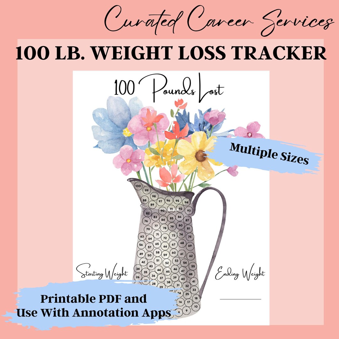Weight Loss Tracker | 100 Pound Weight Loss Printable | Weightloss ...