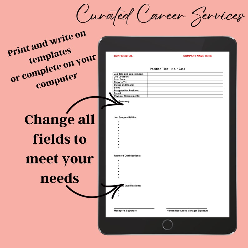 JOB DESCRIPTION With Example and HR Guidance Position Description Job