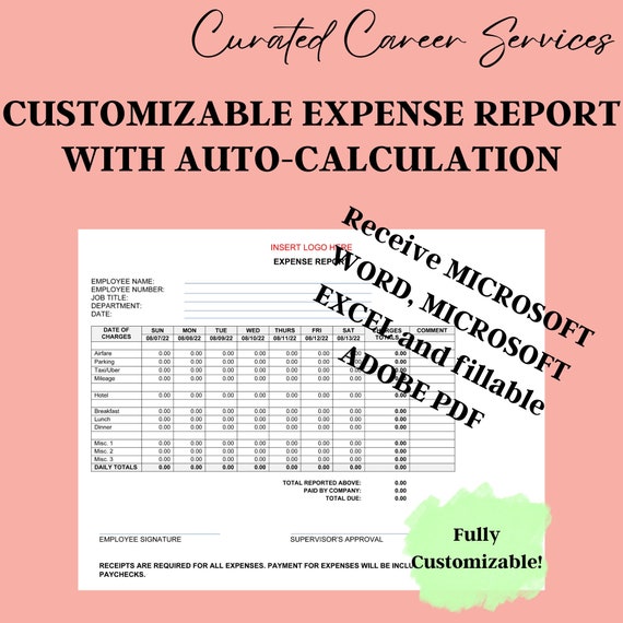 Microsoft Word Expense Report Template