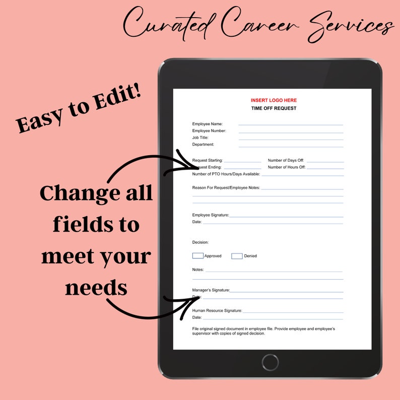 TIME OFF REQUEST - Pto Request Form - Vacation, Jury Duty, Maternity