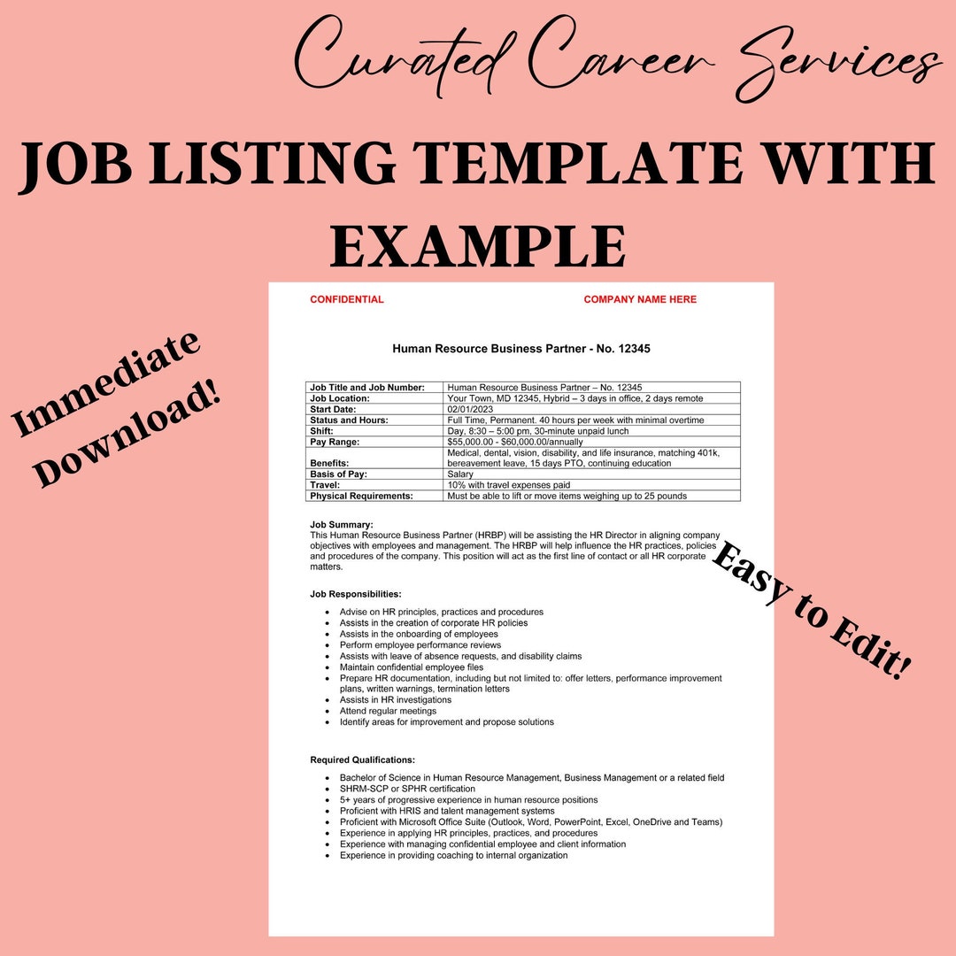 Job Listing Template With Example Fully Customizable Template Job Listing Template With Example Fully Customizable Template