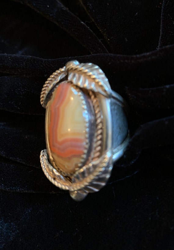 40s-50s Navajo Ring, Picture Jasper Sterling Ring,